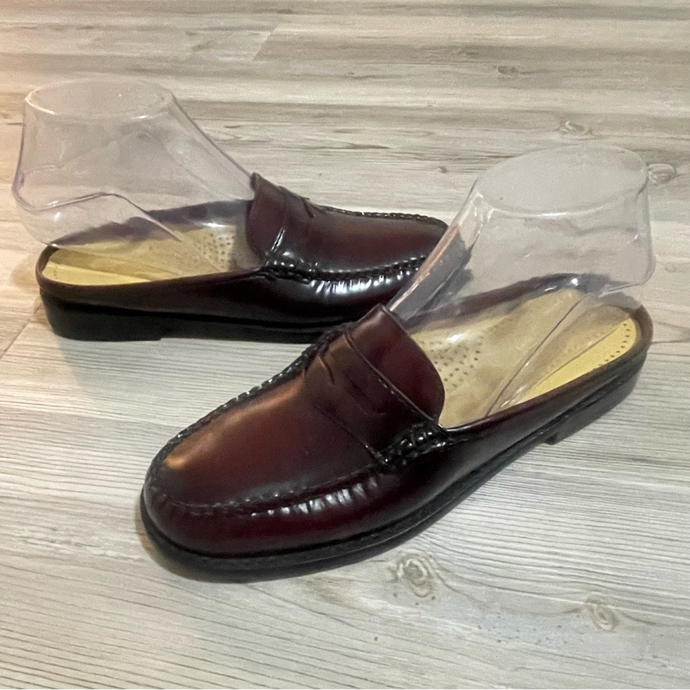 Weejuns Bass Wynn Mules Womens Size 6 Burgundy Penny Loafers Preppy EXCELLENT!